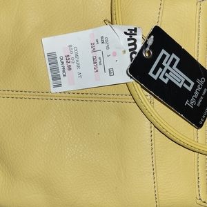 Tignanello yellow leather purse NWT